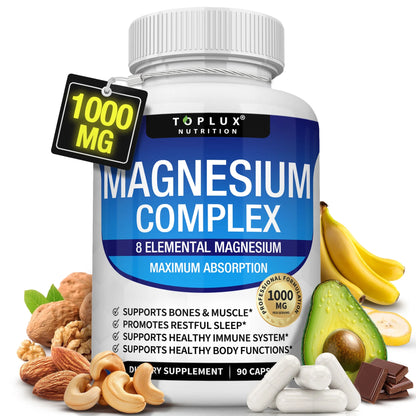 MAGNESIO COMPLEX -  4 TIPOS DE MAGNESIO9 EN 1 - FORMULA ENRIQUECIDA - IMPORTADO USA