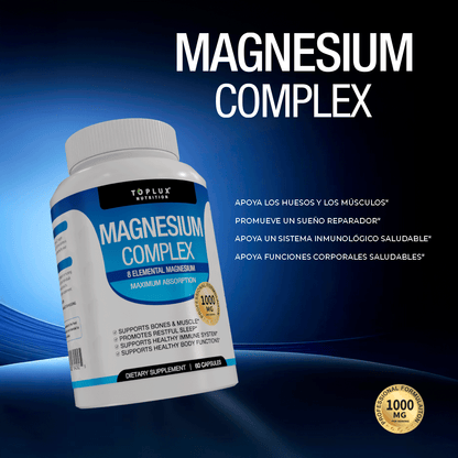 MAGNESIO COMPLEX -  4 TIPOS DE MAGNESIO9 EN 1 - FORMULA ENRIQUECIDA - IMPORTADO USA