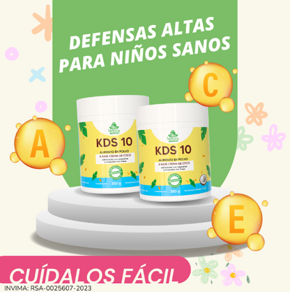 KIDS 10 - VITAMINAS EN POLVO PARA NIÑOS - CALCIO, HIERRO, ZINC, MAGNESIO