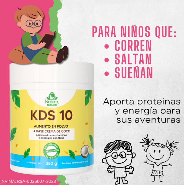 KIDS 10 - VITAMINAS EN POLVO PARA NIÑOS - CALCIO, HIERRO, ZINC, MAGNESIO