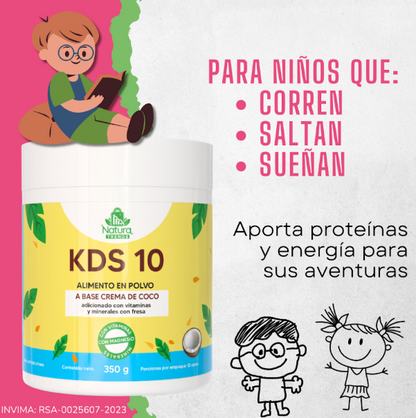 KIDS 10 - VITAMINAS EN POLVO PARA NIÑOS - CALCIO, HIERRO, ZINC, MAGNESIO